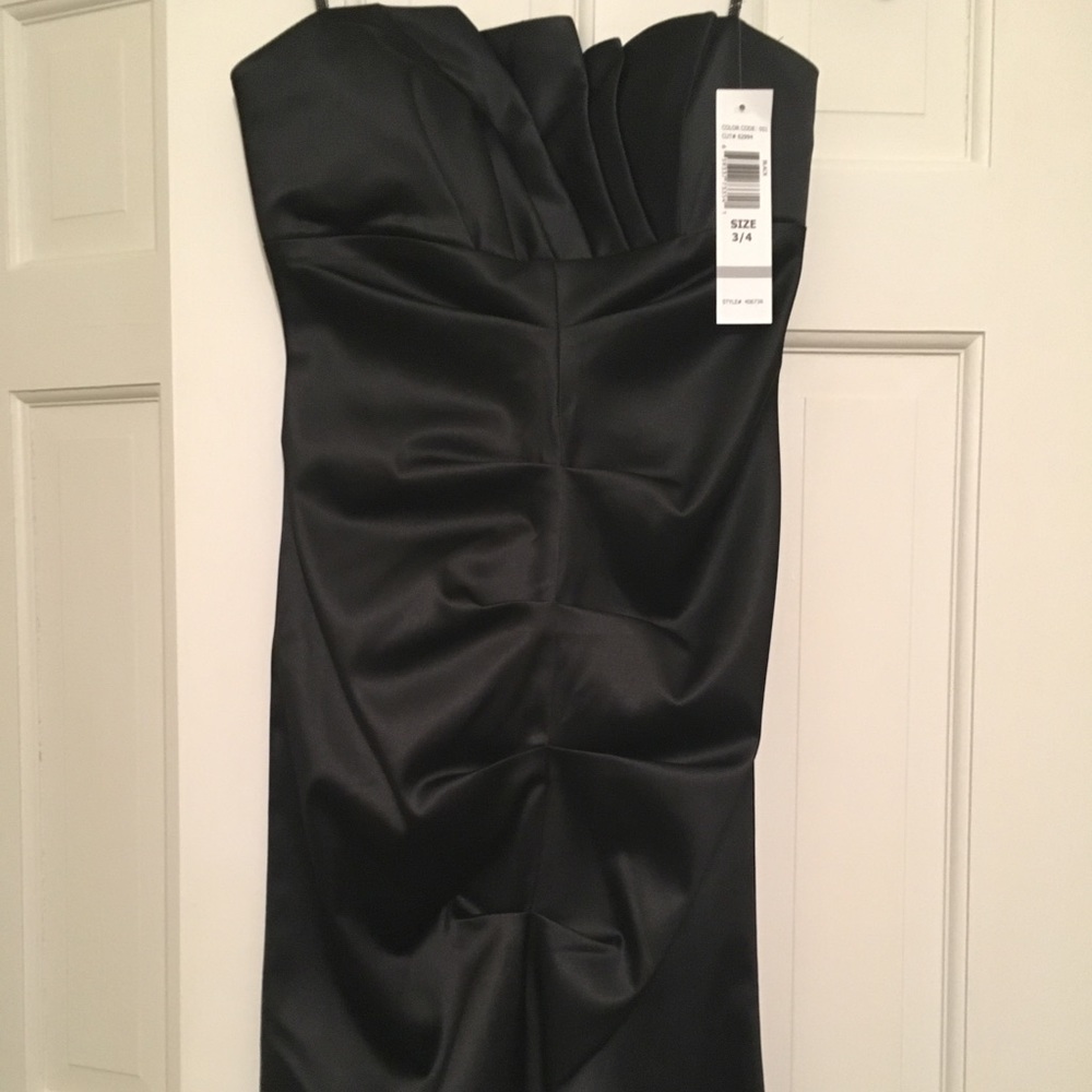NWT Strapless black satin cocktail dress
